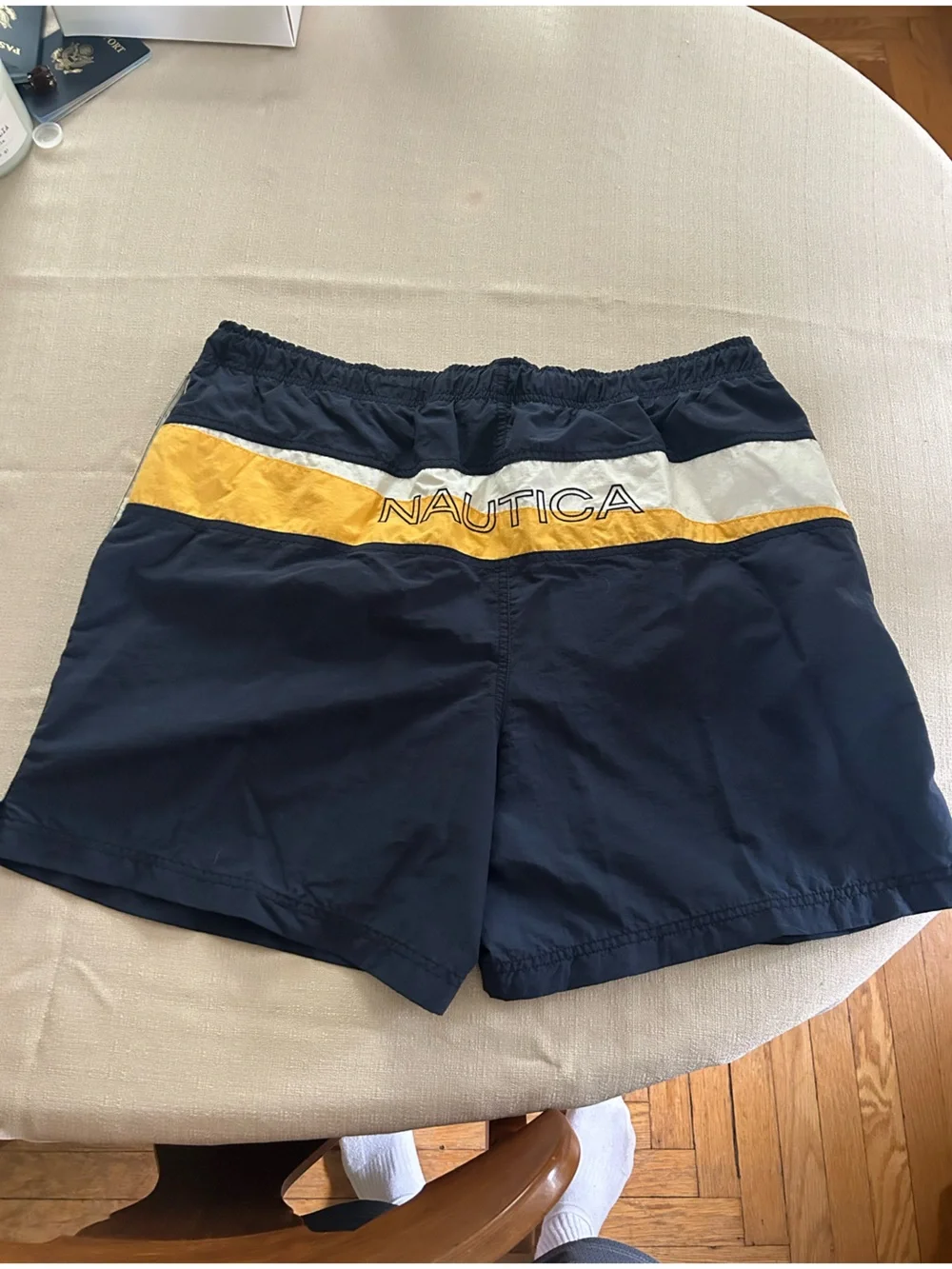 Nautica Navy and Yellow Swim Shorts with Mesh Lining